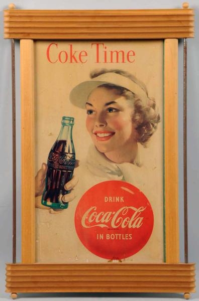 1950S COCA-COLA POSTER & NEW FRAME.               