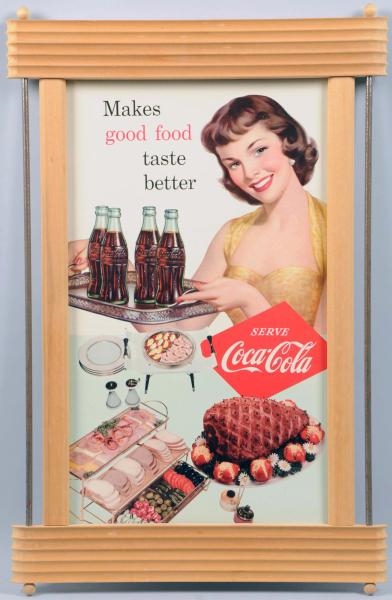 1957 COCA-COLA 2-SIDED POSTER & NEW FRAME.        