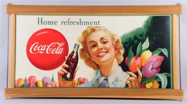 1950S LARGE COCA-COLA POSTER IN NEW FRAME.        