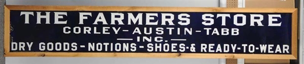 THE FARMERS STORE LARGE PORCELAIN SIGN.           