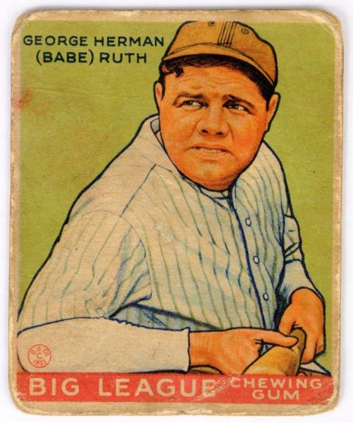 1933 GOUDEY NO. 181 BABE RUTH ROOKIE CARD.        