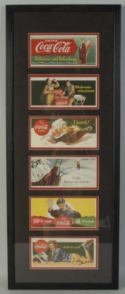 SET OF 6 FRAMED COCA-COLA BLOTTERS.               