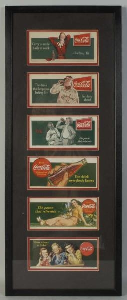 LOT OF 6: FRAMED COCA-COLA BLOTTERS.              