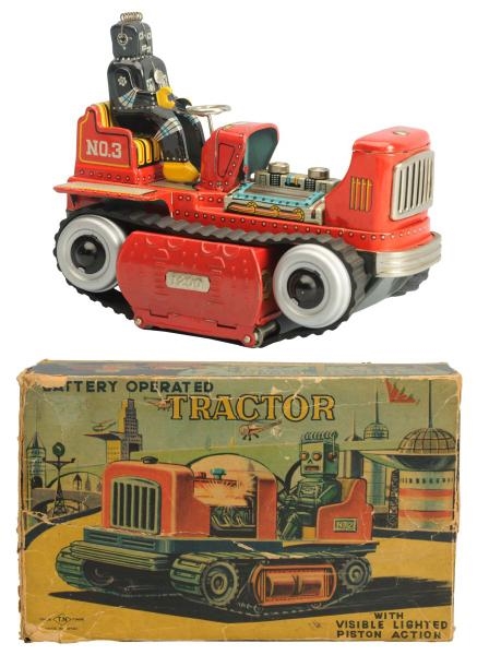 TIN LITHO BATTERY OP. TRACTOR WITH ROBOT.         