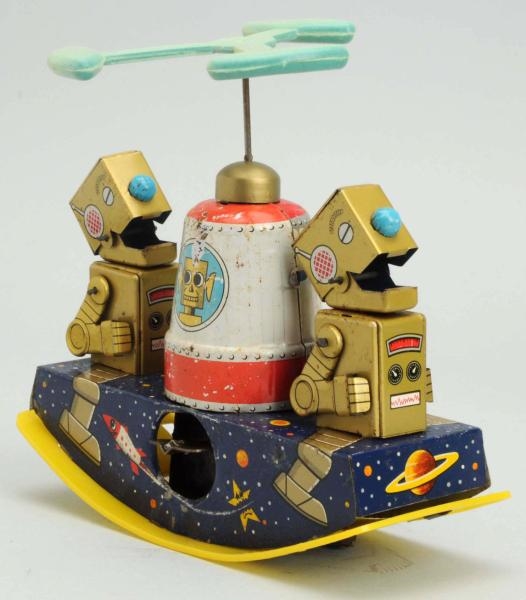 TIN LITHO WIND-UP SPACE KITTY ROBOT.              