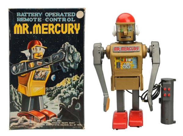 TIN LITHO & PAINTED BATTERY OP. MR. MERCURY.      