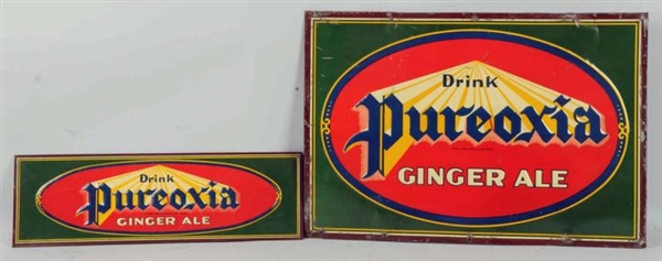 LOT OF 2: PUREOXIA EMBOSSED TIN SIGNS.            
