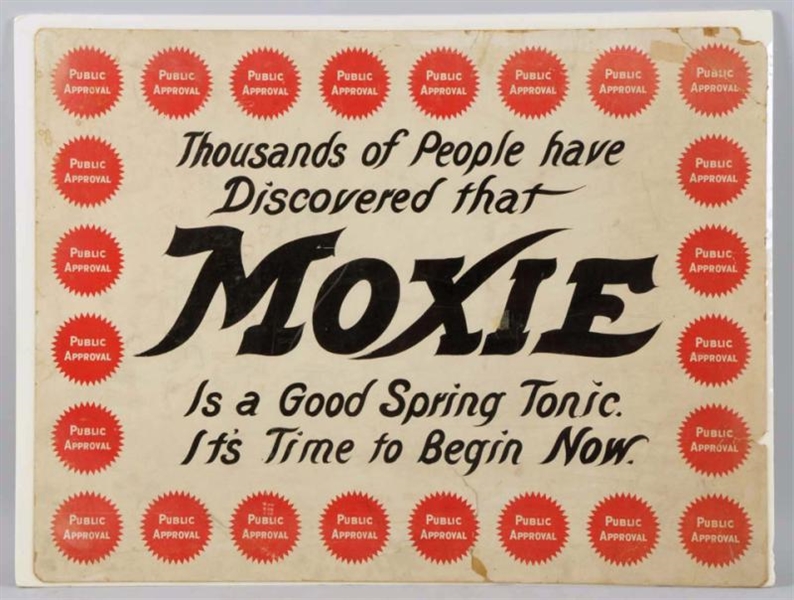 CARDBOARD MOXIE WITH PUBLIC APPROVAL DOTS SIGN.   