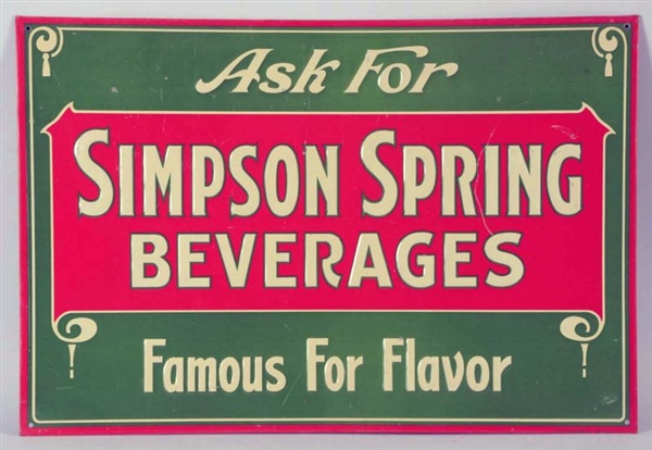 1915-1920 SIMPSON SPRING EMBOSSED TIN SIGN.       