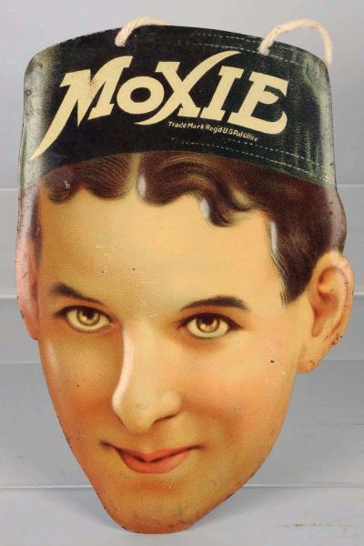 1910-20 MOXIE EMBOSSED TIN CUTOUT SIGN.           