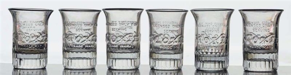 LOT OF 6: EMBOSSED MOXIE GLASSES IN BOX.          