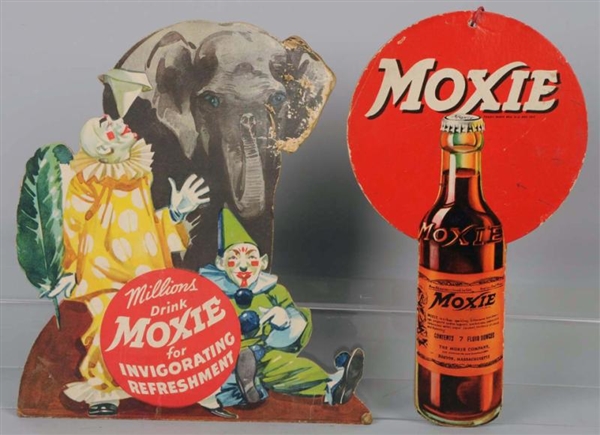 LOT OF 2: SMALL HEAVY CARDBOARD MOXIE SIGNS.      