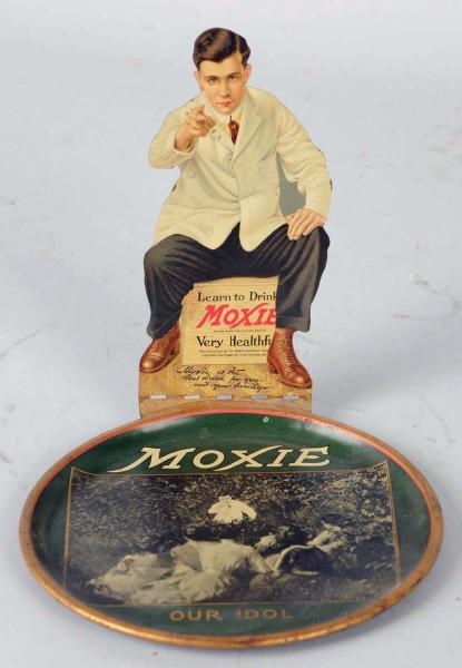 1910 MOXIE TIP TRAY & SIGN.                       