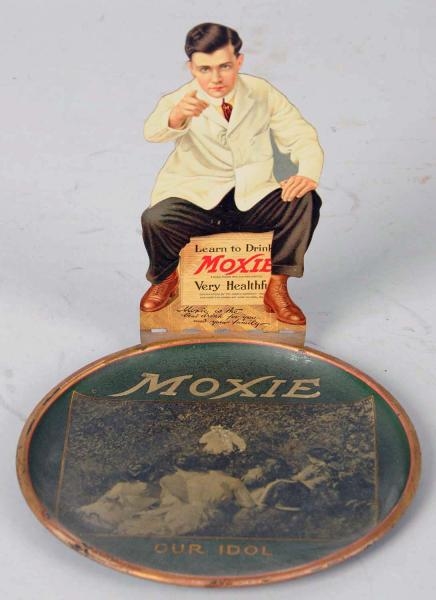 1910 MOXIE TIP TRAY & SIGN.                       