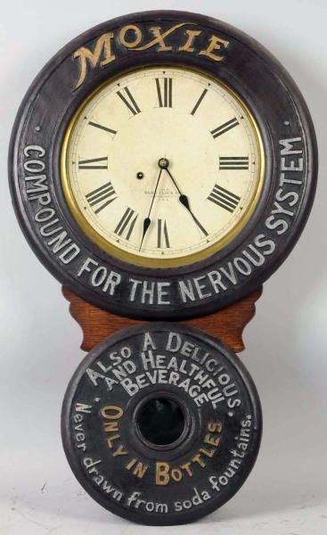 EARLY BAIRD CLOCK WITH MOXIE ADVERTISING.         