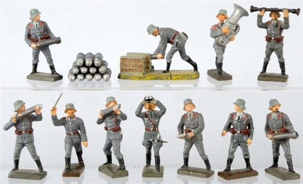 LOT OF 11: LINEOL 7.5 CM LUFTWAFFE SOLDIERS.      