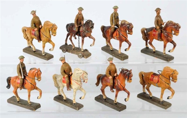 LOT OF 8: LINEOL 9 CM U.S. ARMY MOUNTED TROOPERS. 