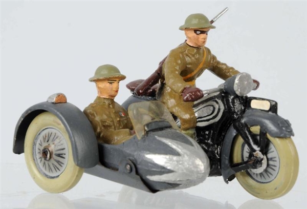 LINEOL 7.5 CM U.S. ARMY MOTORCYCLE WITH SIDE CAR. 