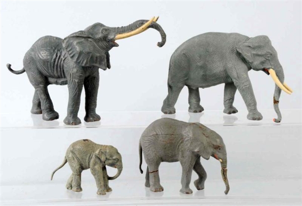 LOT OF 4: COMPOSITION LINEOL ELEPHANTS.           