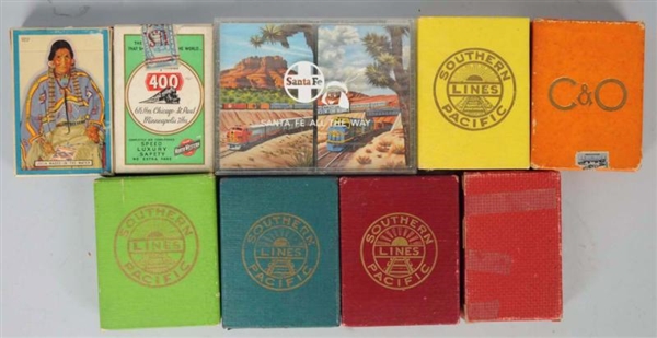 LOT OF 10: DECKS OF RAILWAY PLAYING CARDS.        