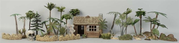 LOT OF TREES & OTHER DIORAMA ACCESSORIES.         
