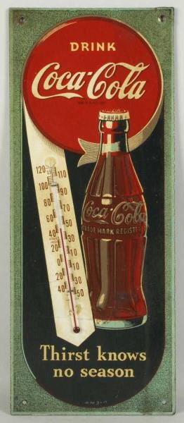 1940S COCA-COLA MASONITE THERMOMETER.             