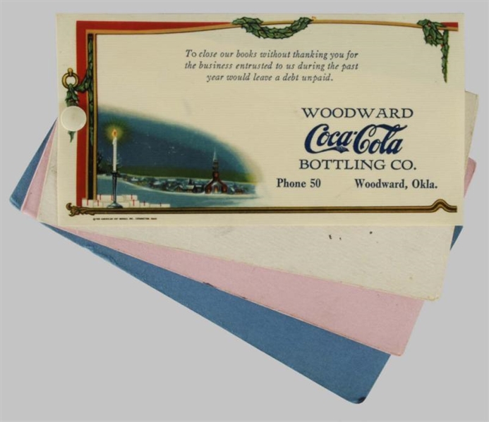 1930S COCA-COLA BLOTTER PACK & CELLULOID COVER.   