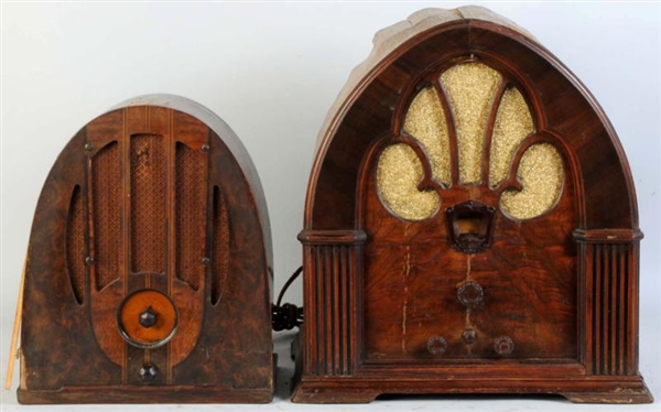 LOT OF 2: PHILCO CATHEDRAL RADIOS.                