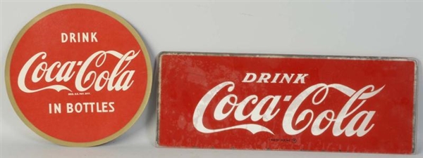 COCA-COLA 1950S STICKER & GLASS SIGN.             