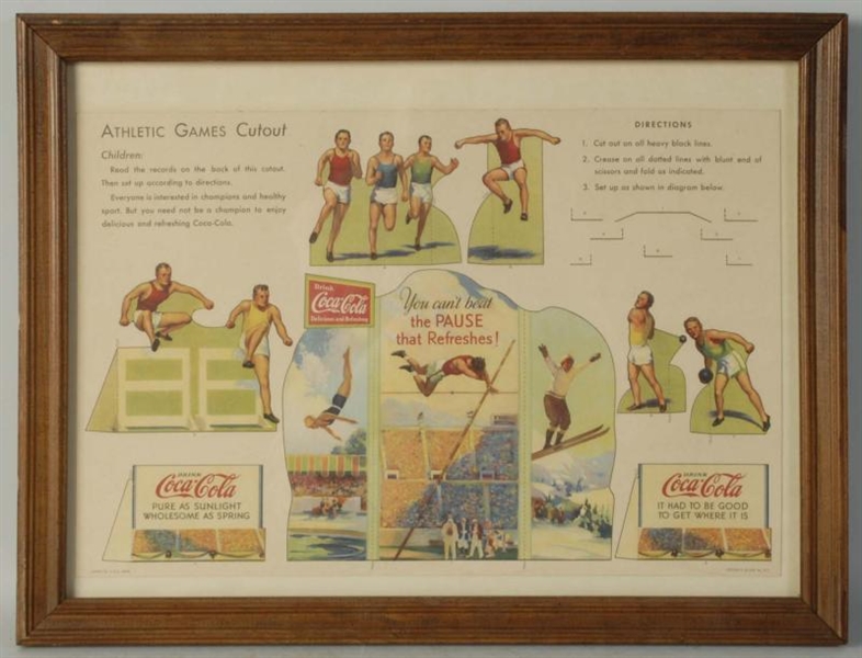 1932 COCA-COLA ATHLETIC GAMES CHILDRENS CUTOUT.  