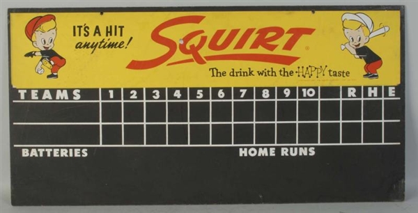 1940S-50S SQUIRT MASONITE SCOREBOARD.             