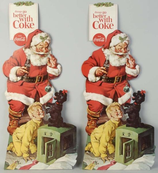 LOT OF 2: COCA-COLA SANTA CUTOUTS WITH EASELS.    