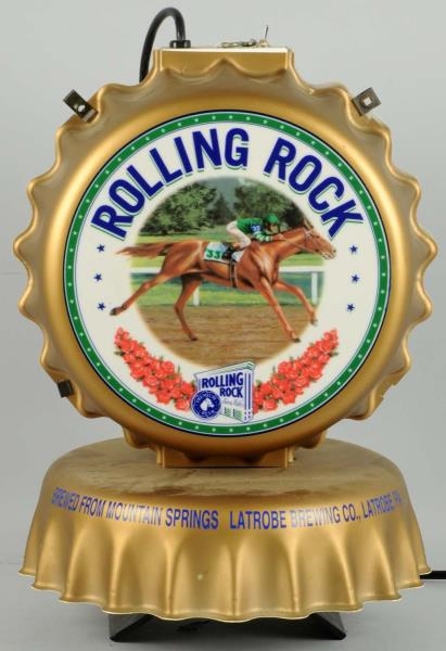 ROLLING ROCK DOUBLE-SIDED PLASTIC LIGHTED SIGN.   