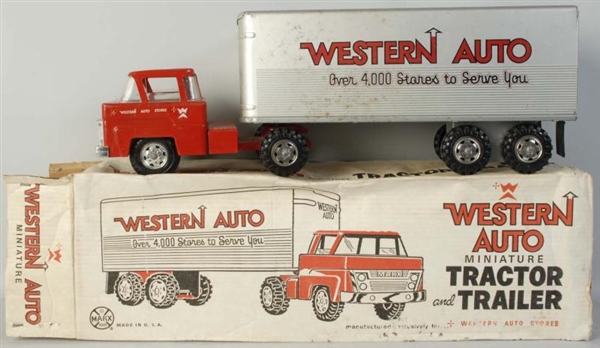 PRESSED STEEL MARX WESTERN TRACTOR TRAILER TOY.   