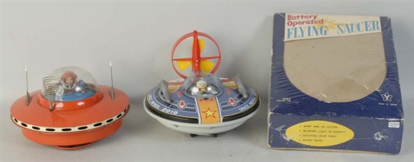 LOT OF 2: JAPANESE BATTERY-OP FLYING SAUCER TOYS. 