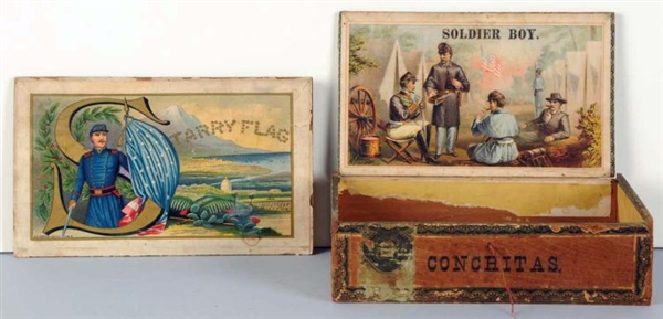 SOLDIER BOY CIGAR BOX WITH STARRY FLAG LID.       