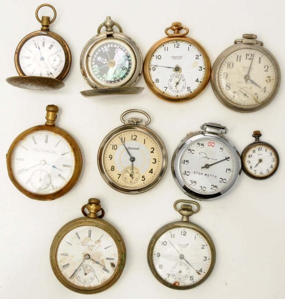 LOT OF 9: POCKET WATCHES.                         