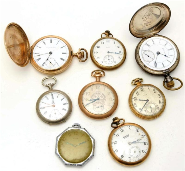 LOT OF 8: ANTIQUE POCKET WATCHES.                 