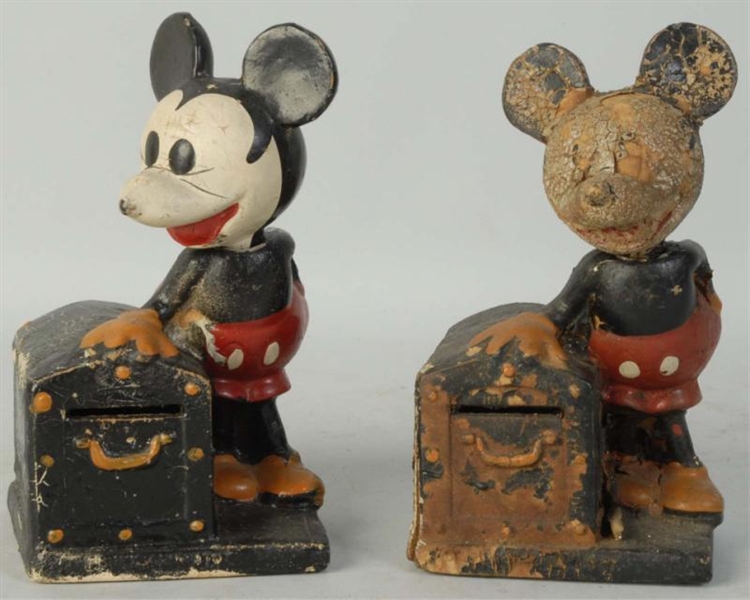 LOT OF 2: COMPOSITION MICKEY MOUSE BANKS.         