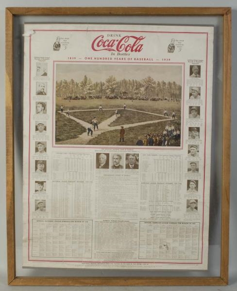 1939 COCA-COLA 100 YEARS OF BASEBALL POSTER.      