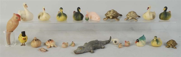 LOT OF 24: CELLULOID & HARD RUBBER ANIMALS.       