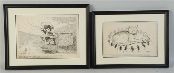 LOT OF 2: CHARLES A. HUGHES COMIC ART PIECES.     