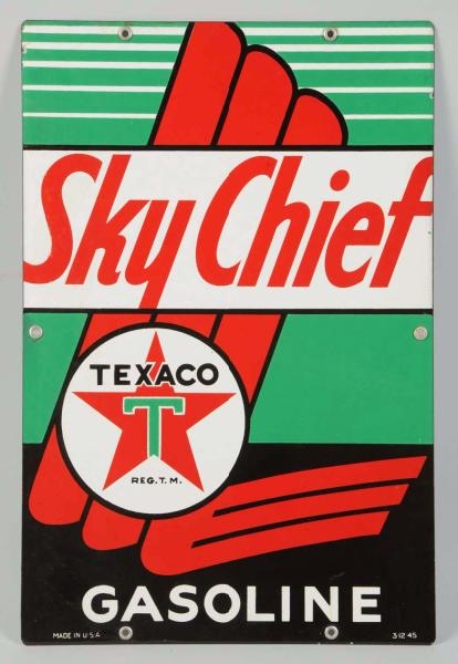 1945 TEXACO SKY CHIEF PORCELAIN SIGN.             