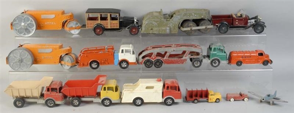 LOT OF HUBLEY PLASTIC & DIECAST VEHICLE TOYS.     