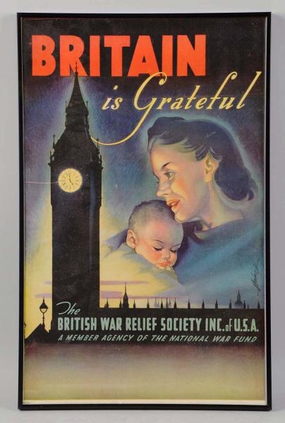 "BRITAIN IS GRATEFUL" WWII POSTER.                