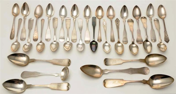 A GROUP OF AMERICAN SILVER SPOONS.                