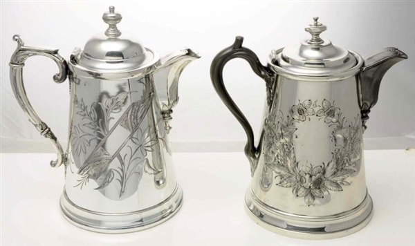 TWO AMERICAN SILVER PLATED ICE WATER PITCHERS.    