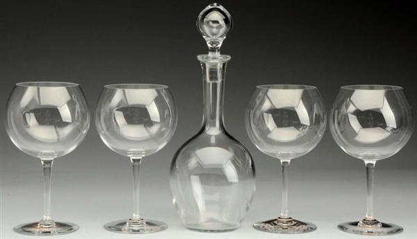 LOT OF 4: BACCARAT WINE GLASSES & DECANTER.       