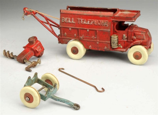 CAST IRON HUBLEY BELL TELEPHONE TRUCK TOY         