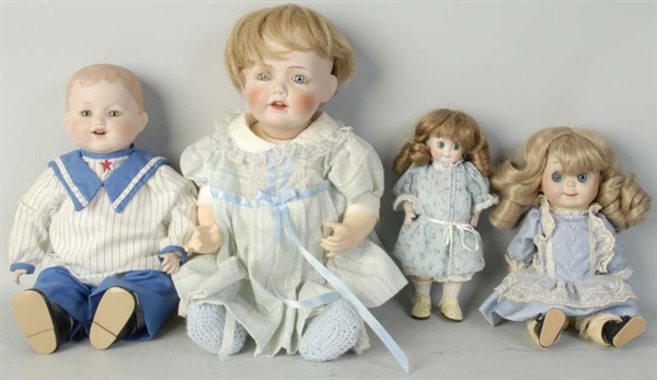 LOT OF 4: REPRODUCTION DOLLS.                     